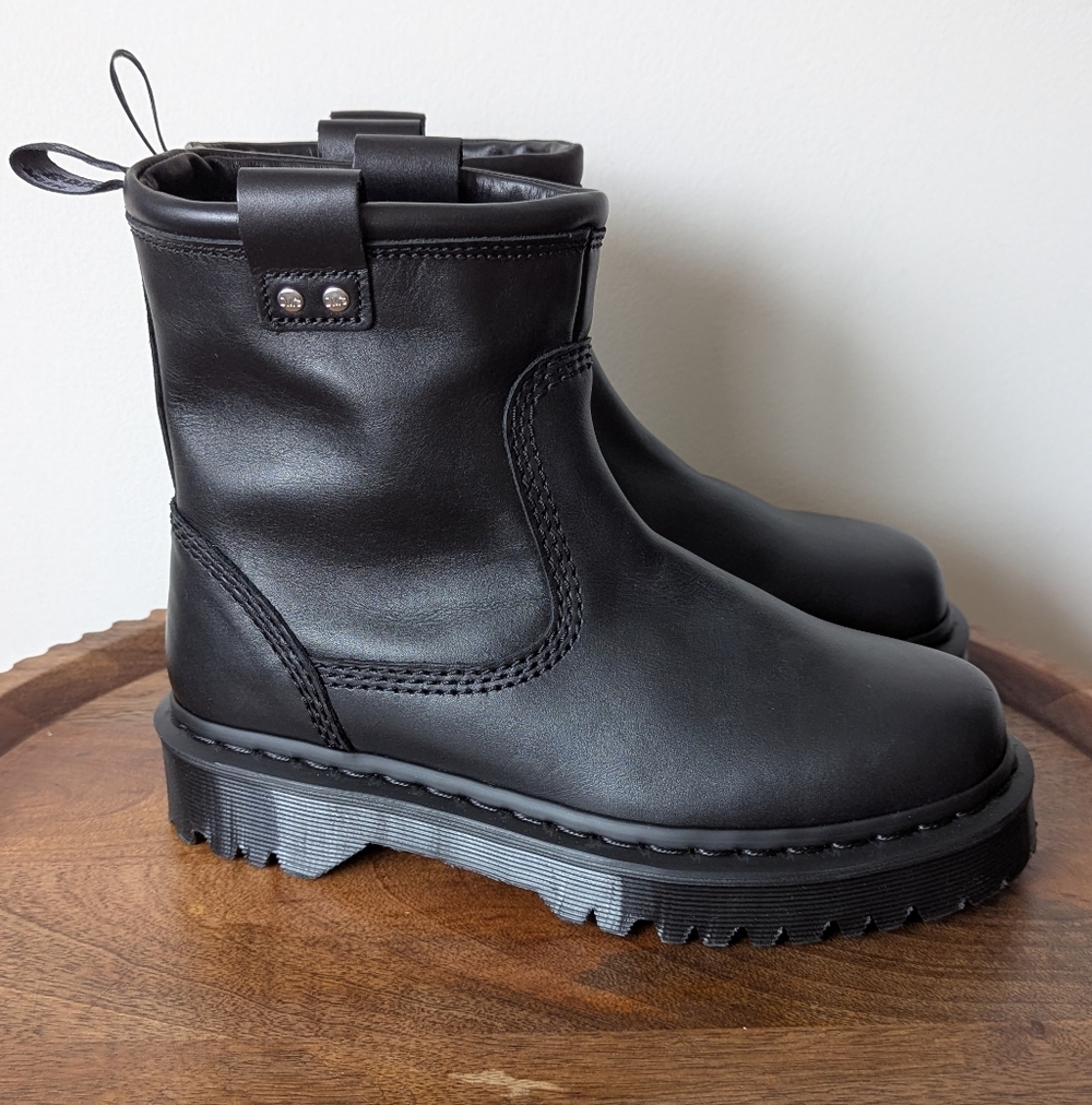 NEW Anistone Lo Leather Biker Boots W 7/ M 6Color: BLACK MILLED NAPPA — Wanama - Picture 4 of 16
